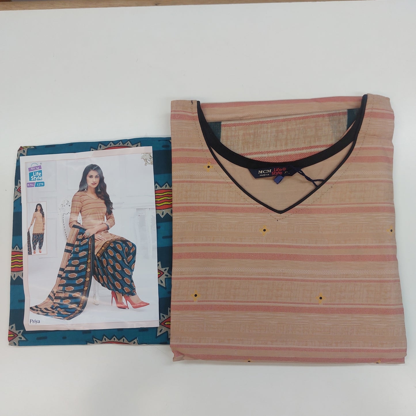 MCM Life Style  Colourful Pure Cotton Readymade Punjabi Suit / Salwar Suit.