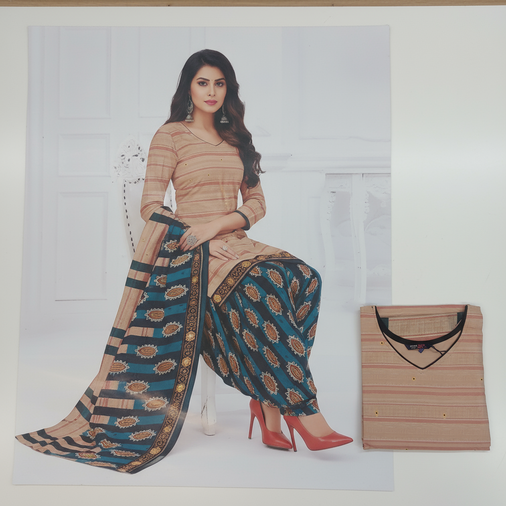 MCM Life Style  Colourful Pure Cotton Readymade Punjabi Suit / Salwar Suit.