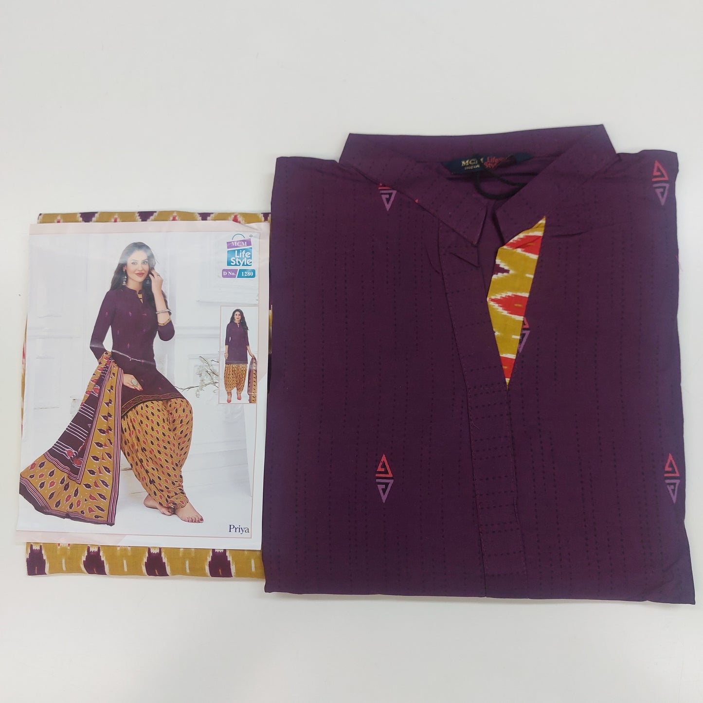 MCM Life Style  Colourful Pure Cotton Readymade Punjabi Suit / Salwar Suit.