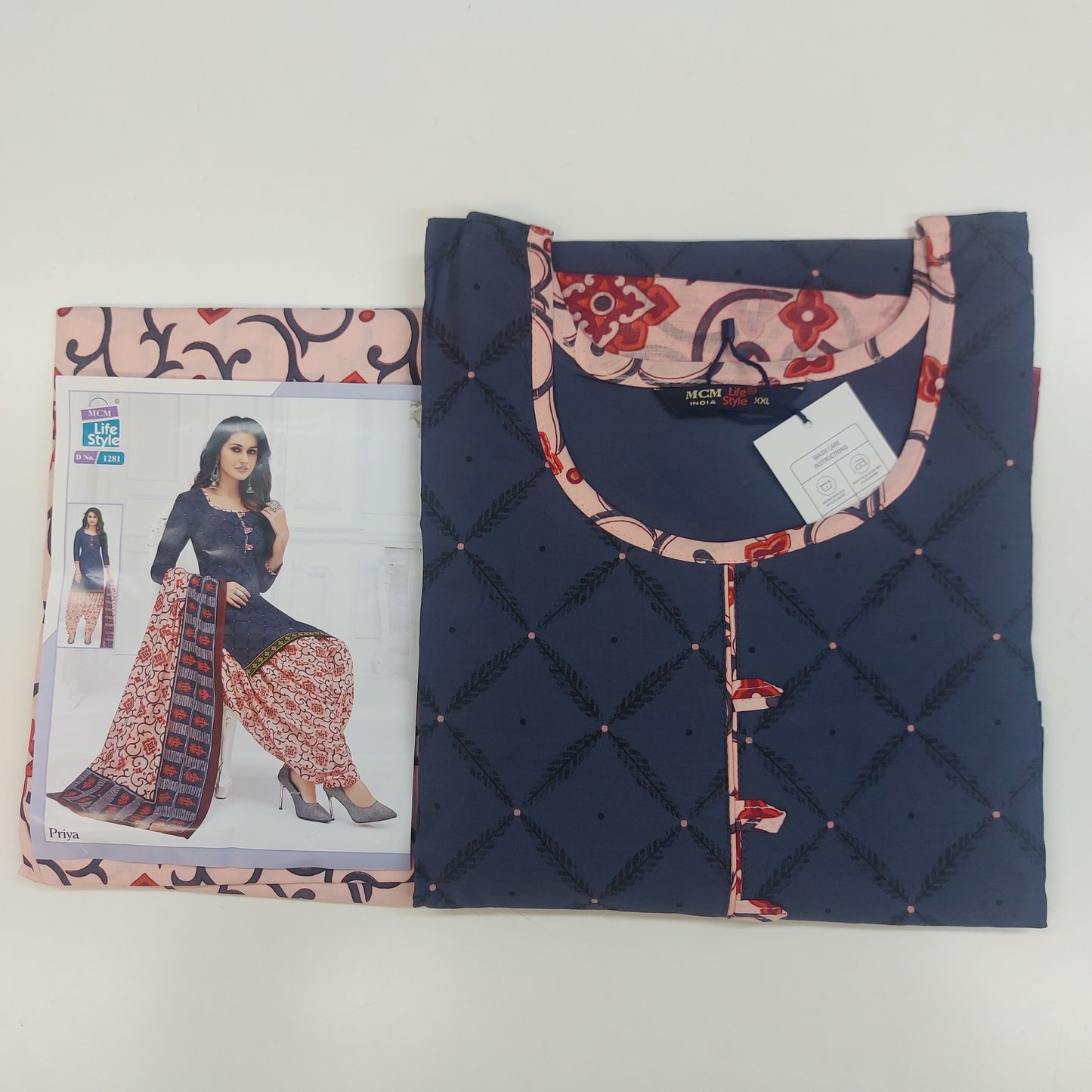 MCM Life Style  Colourful Pure Cotton Readymade Punjabi Suit / Salwar Suit.