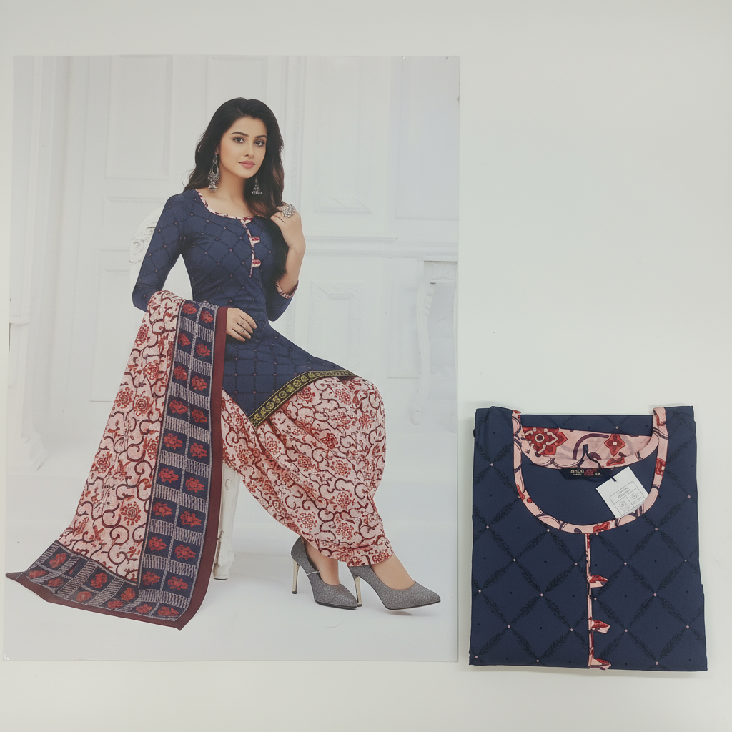 MCM Life Style  Colourful Pure Cotton Readymade Punjabi Suit / Salwar Suit.