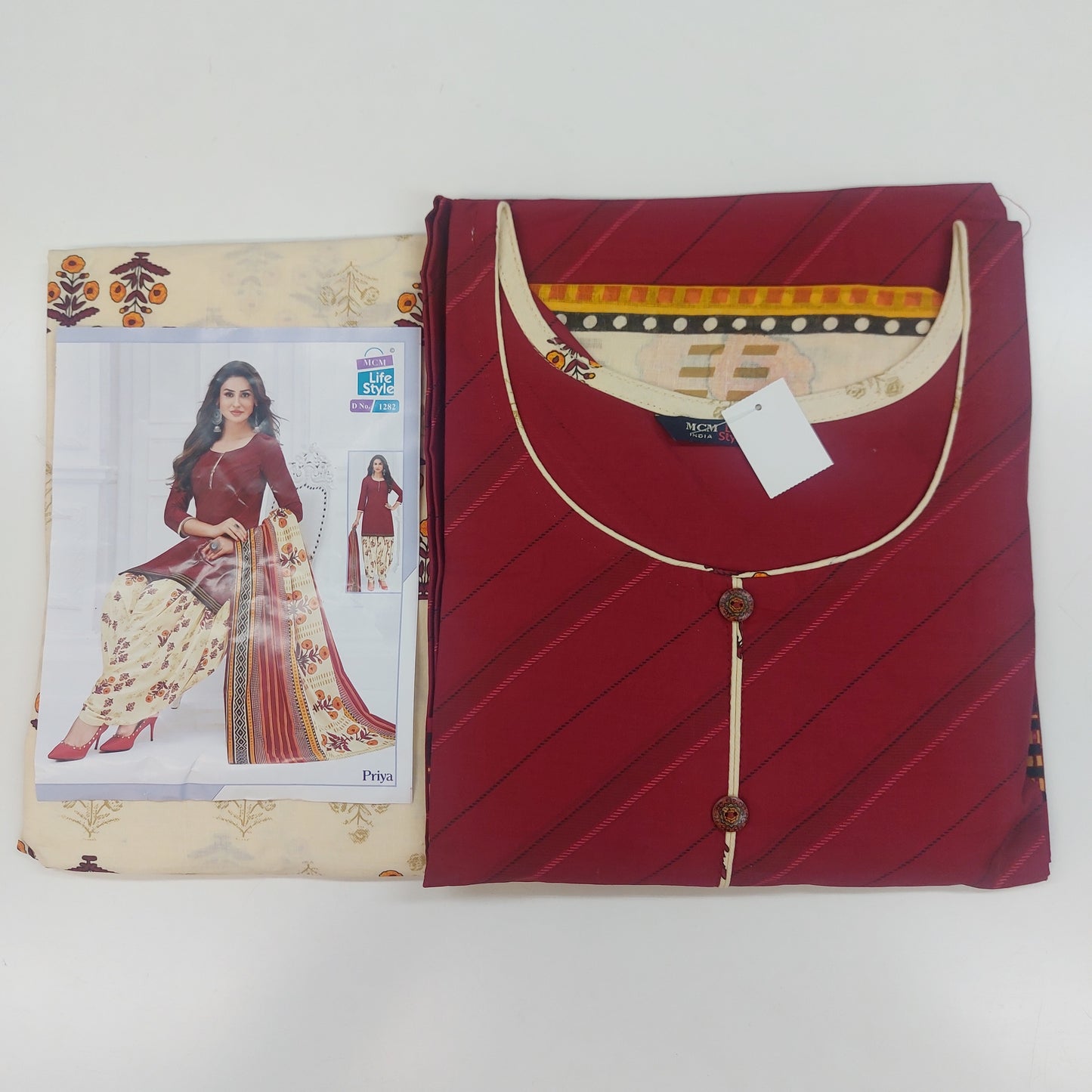 MCM Life Style  Colourful Pure Cotton Readymade Punjabi Suit / Salwar Suit.