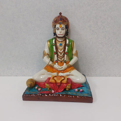Handmade Polyresin Anjaneyar Statue / Hanuman Sitting Statue For Gifting, Decorative Showpiece