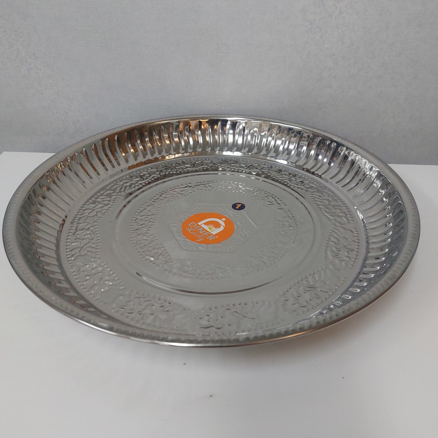 Stainless Steel Design Parath /  Silver Thambalm Set
