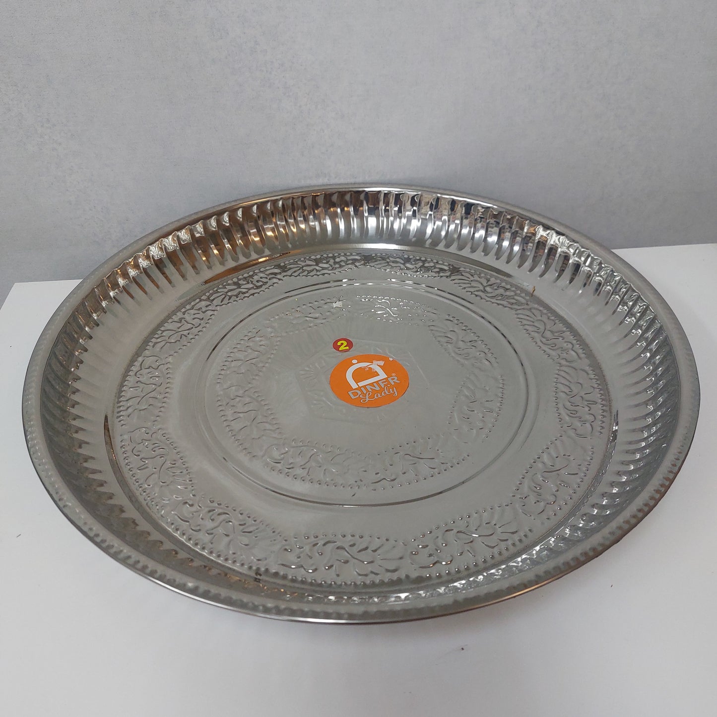 Stainless Steel Design Parath /  Silver Thambalm Set