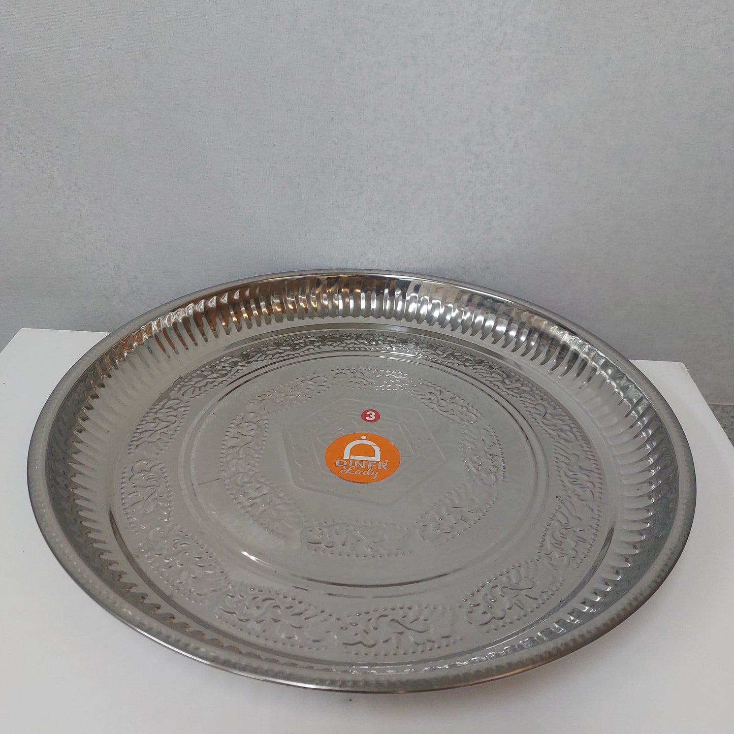 Stainless Steel Design Parath /  Silver Thambalm Set