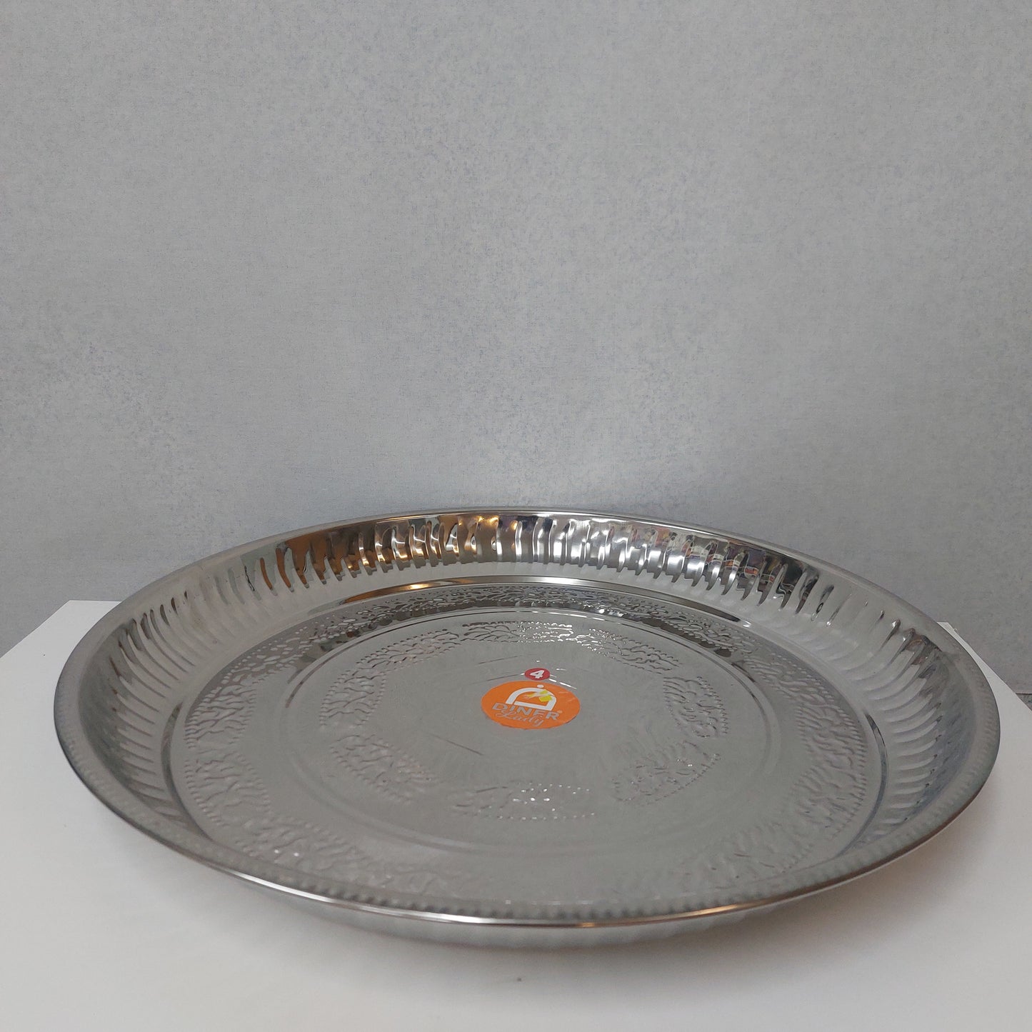 Stainless Steel Design Parath /  Silver Thambalm Set