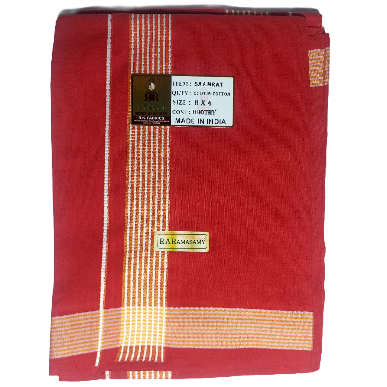 Saamrat Cotton Colour Dhoty Set (8 X 4)
