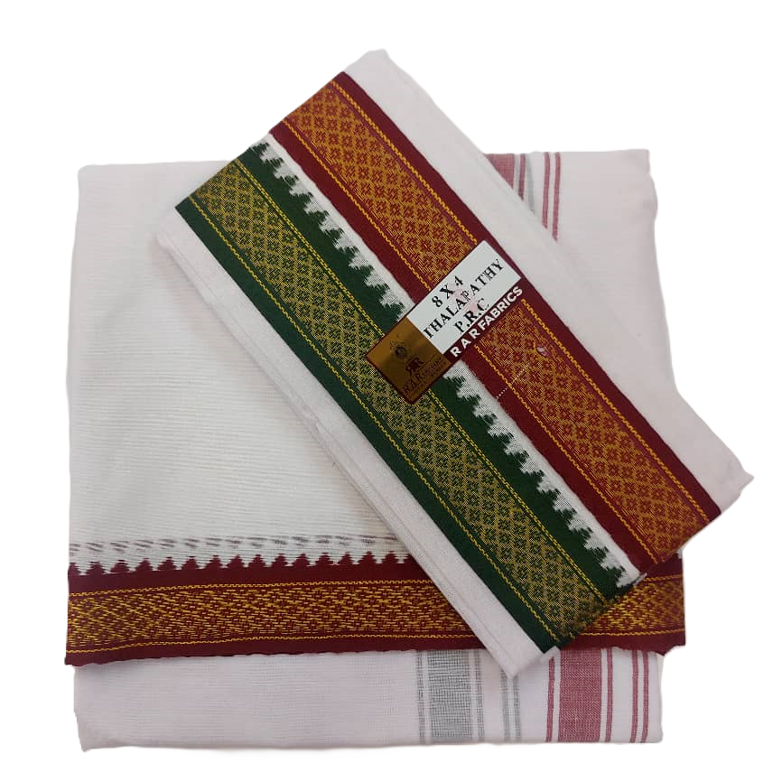 Thalapathy White Poly Veshti Set (8 X 4)