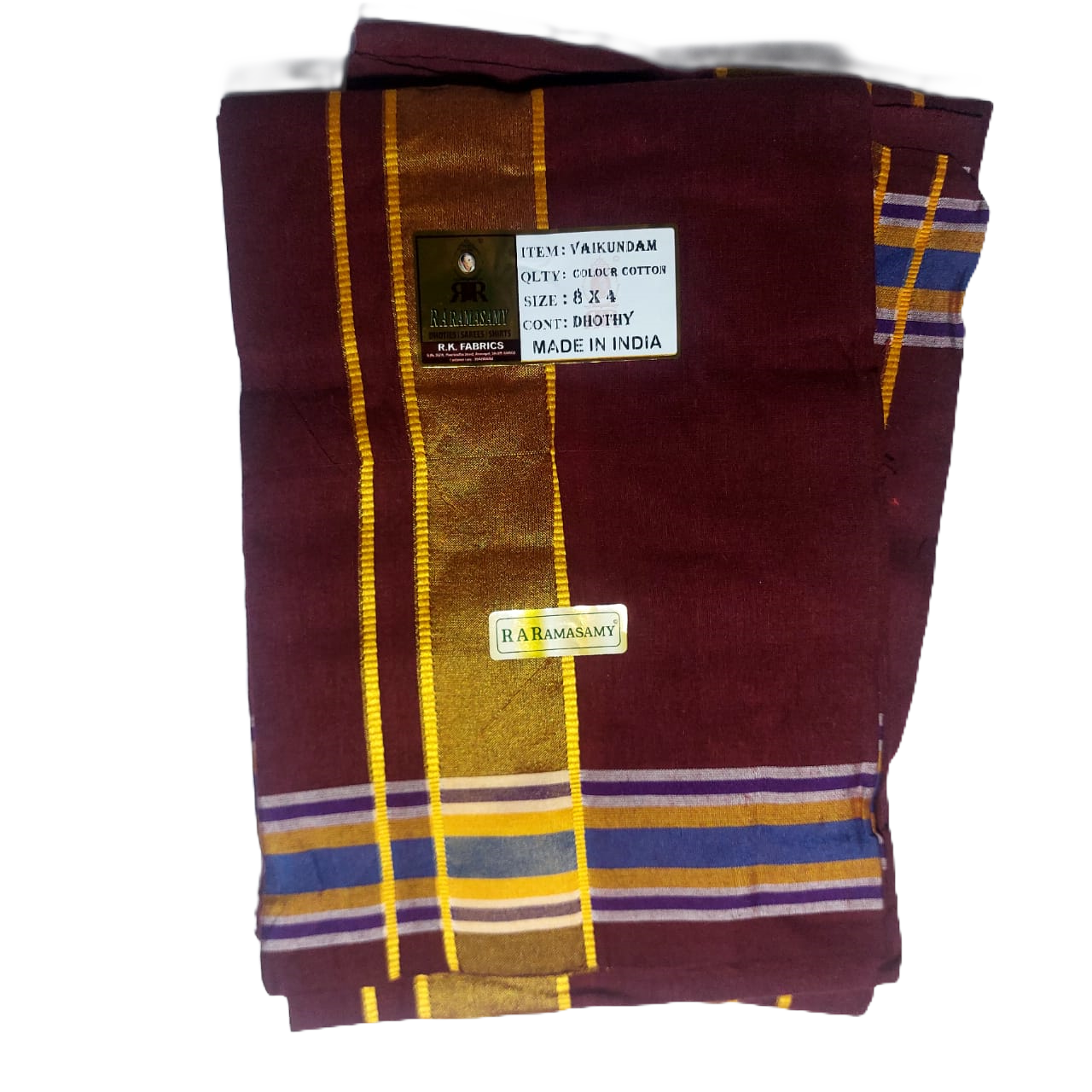Vaikundam Cotton Colour Dhoty Set (8 X 4)