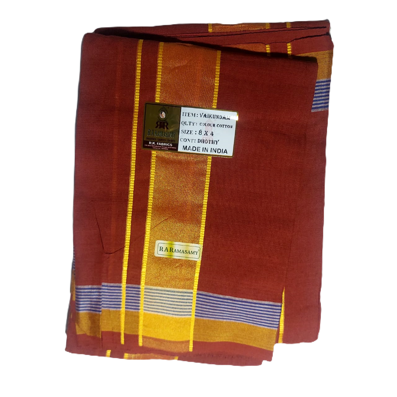 Vaikundam Cotton Colour Dhoty Set (8 X 4)