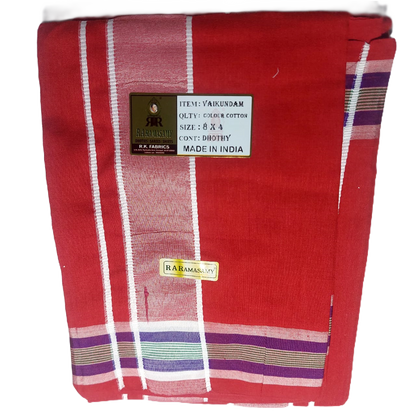 Vaikundam Cotton Colour Dhoty Set (8 X 4)