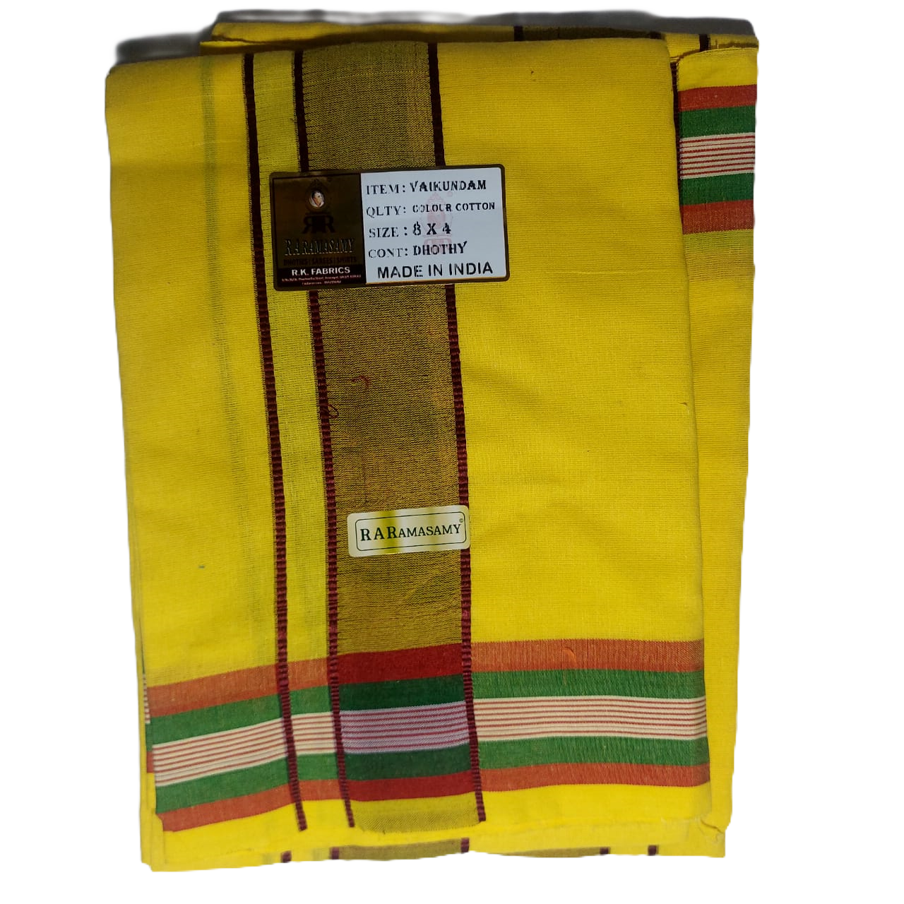 Vaikundam Cotton Colour Dhoty Set (8 X 4)